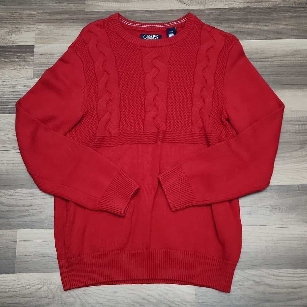 Chaps Red Cable Sweater Size Small